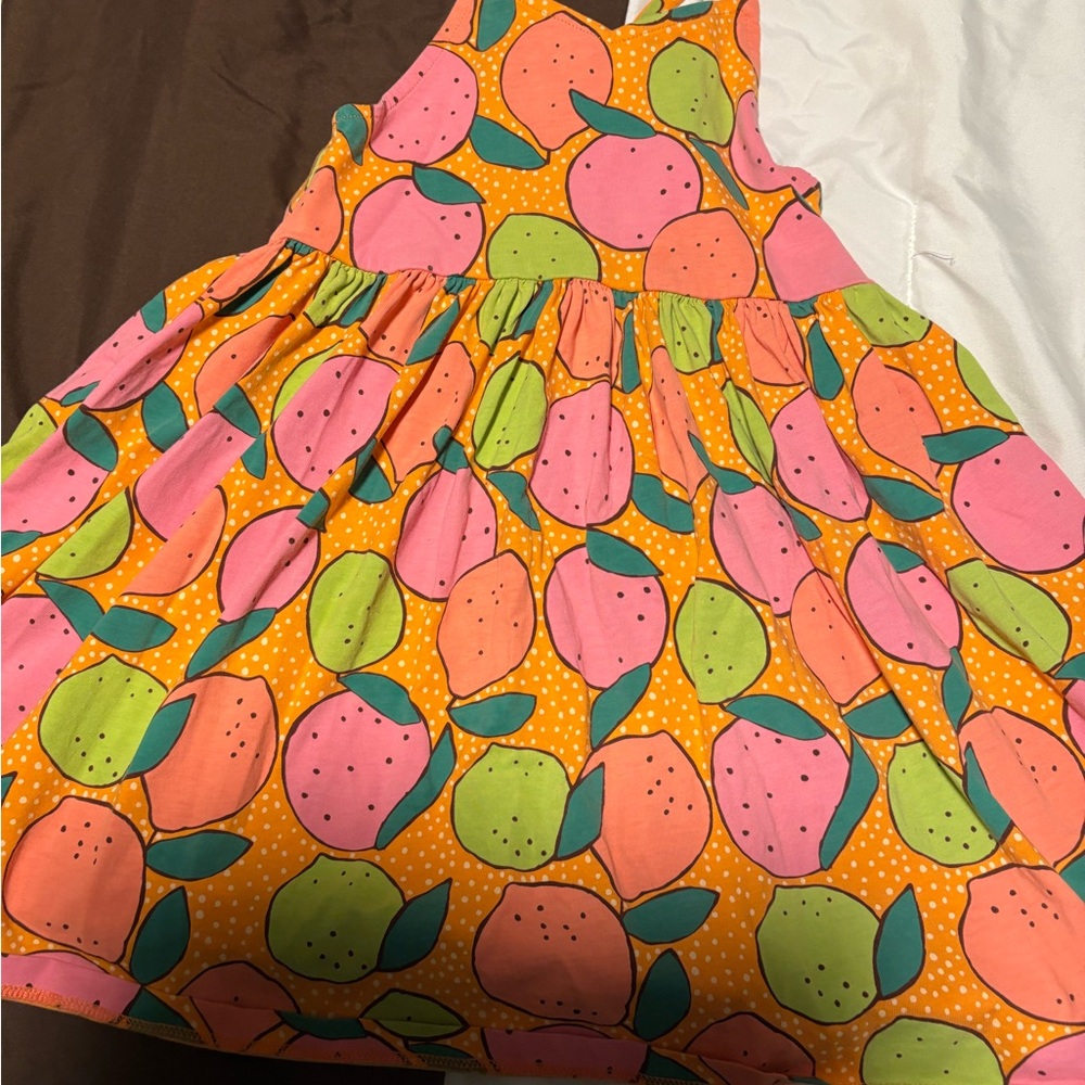 Tea Collection Orange and Pink Fruit Print Dress